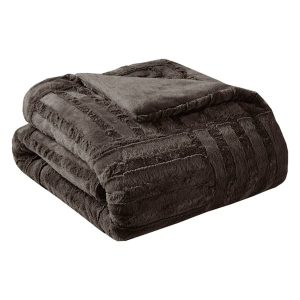 Madison Park Arctic Ultra Plush Down Alternative Throw in Chocolate, 50x60" BASI50-0415 - Image 4