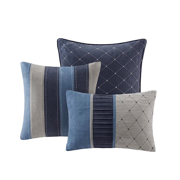 Madison Park Collins 7 Piece Microsuede Comforter Set in Navy, Queen MP10-1636 - Image 3