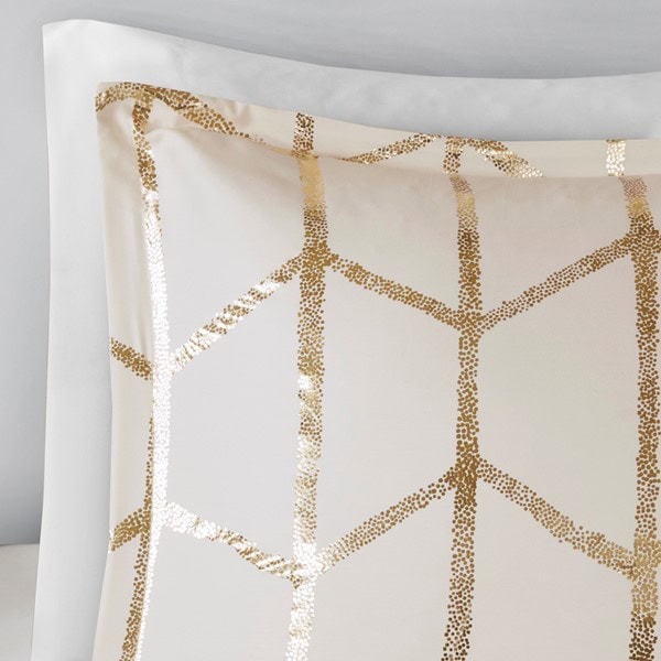 Intelligent Design Raina Metallic Printed Comforter Set in Ivory/Gold, Twin/Twin XL ID10-1507 - Image 2