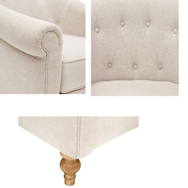Martha Stewart Fayette Tufted Accent Arm Chair in Cream, One Size MT100-1190 - Image 4