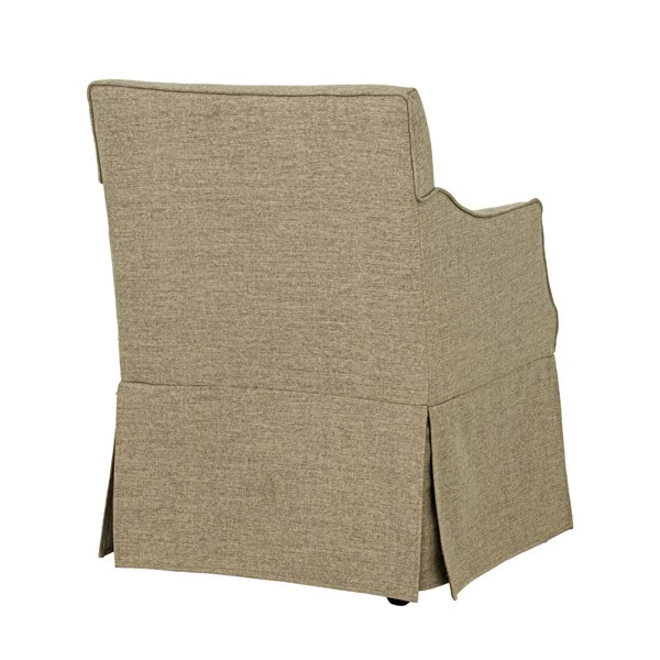 Martha Stewart London Upholstered Skirted Dining Arm Chair with Hidden Casters in Beige, One Size MT108-0181 - Image 3