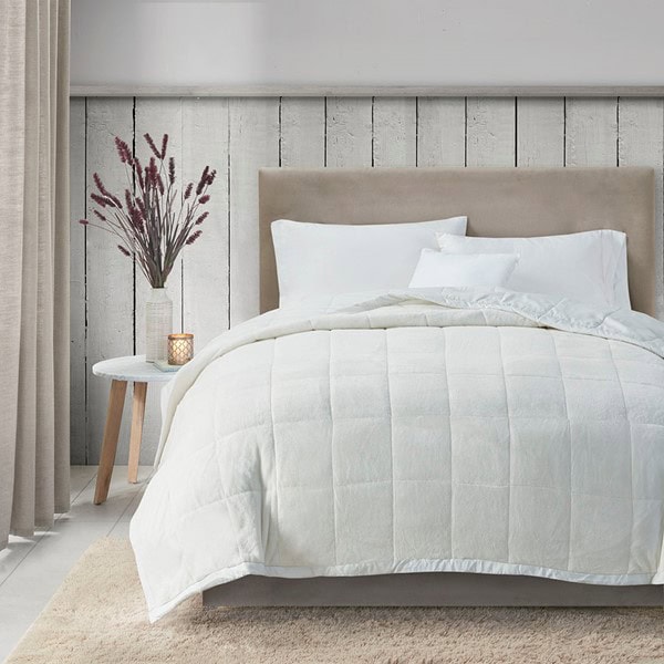 Madison Park Coleman Reversible HeiQ Smart Temperature Down Alternative Blanket in Ivory, Twin/Twin XL MP51-6374 - Image 5