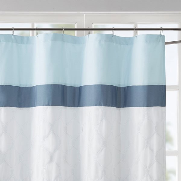510 Design Shawnee Printed and Embroidered Shower Curtain in Blue, 72x72" 5DS70-0251 - Image 5