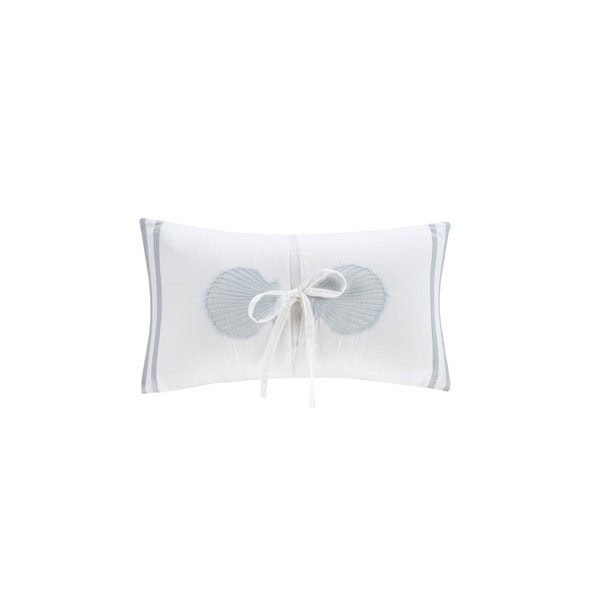 Harbor House Blue Crystal Beach Embroidered Oblong Pillow in White, 12x20" HH30-708A - Image 3