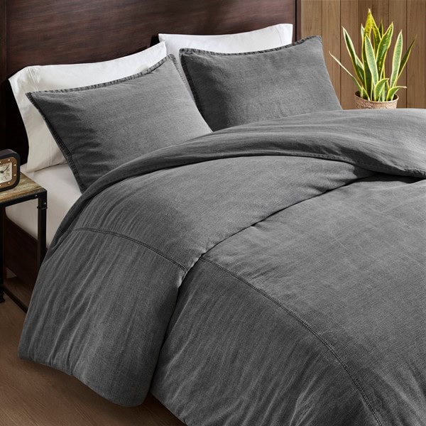 Woolrich Mckenzie Cotton Twill Washed Duvet Set in Grey, King/Cal King WR12-4032 - Image 3
