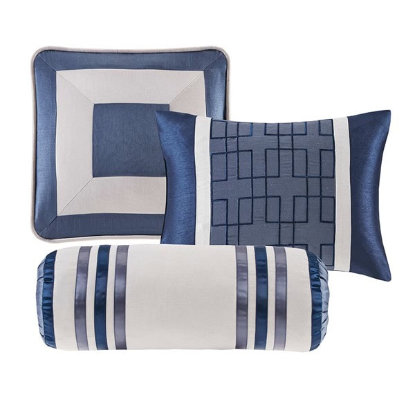Madison Park Genevieve 7 Piece Comforter Set in Navy, Queen MP10-4041 - Image 4
