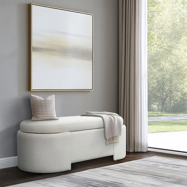 Martha Stewart Leslie Fully Upholstered Oval Storage Bench with Soft-Close Lid in Ivory, One Size MT105-0188 - Image 7