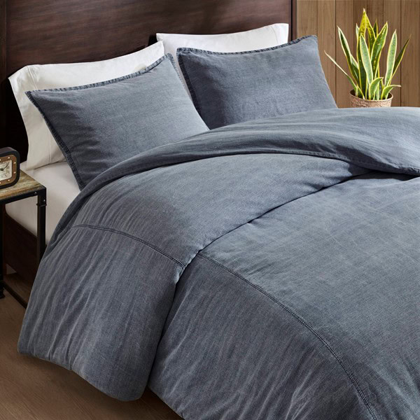 Woolrich Mckenzie Cotton Twill Washed Duvet Set in Blue, Full/Queen WR12-4036 - Image 5