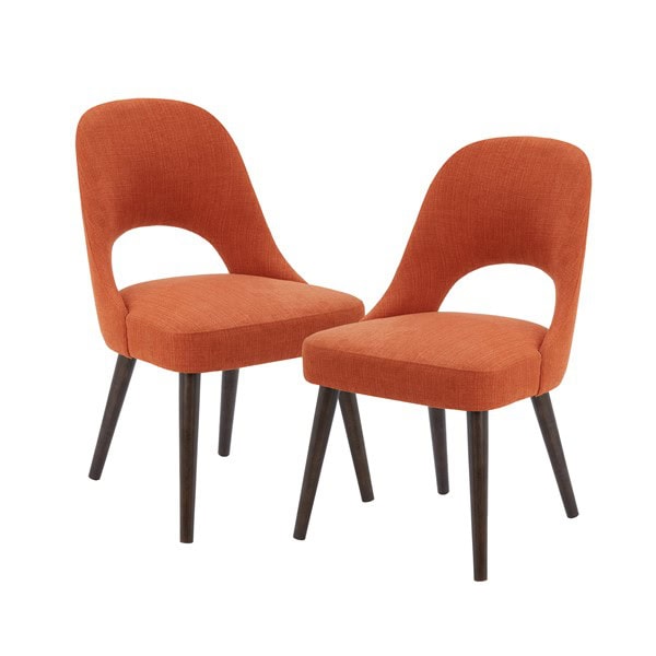 INK+IVY Nola Upholstered Dining Side Chairs with Cutout Back design (Set of 2) in Orange/Dark Brown, Set of 2 II100-0117 - Image 7