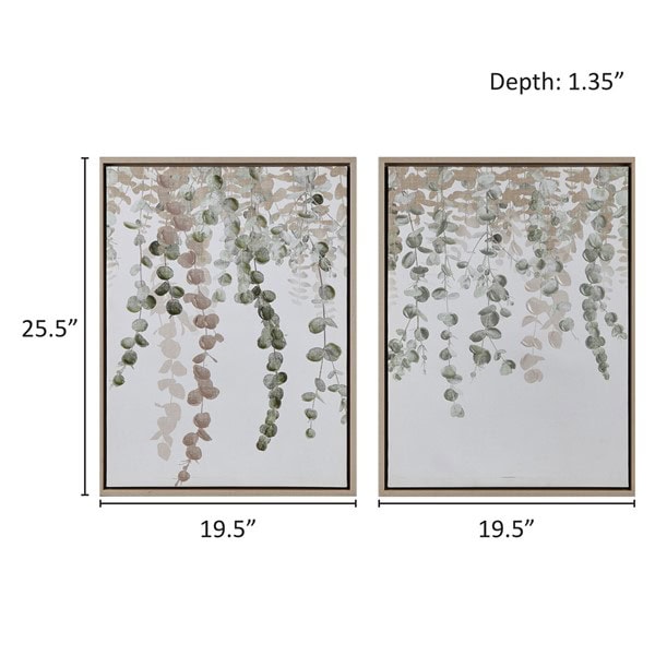 INK+IVY Botanical Waterfall Eucalyptus 2-piece Framed Canvas Wall Decor Set in Green, Set of 2 II95C-0154 - Image 2