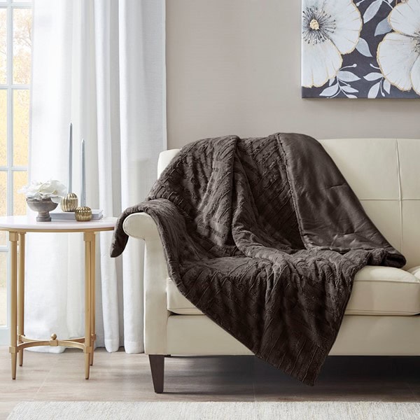 Madison Park Arctic Ultra Plush Down Alternative Throw in Chocolate, 50x60" BASI50-0415