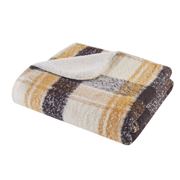 Woolrich Bloomington Faux Mohair to Sherpa Throw in Tan, 50x60" WR50-3970 - Image 4