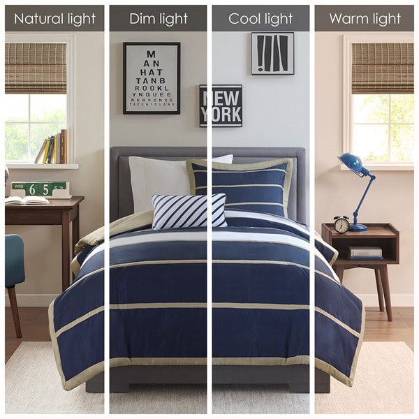 Mi Zone Ashton Duvet Cover Set in Khaki/Navy, Twin/Twin XL MZ12-268 - Image 5