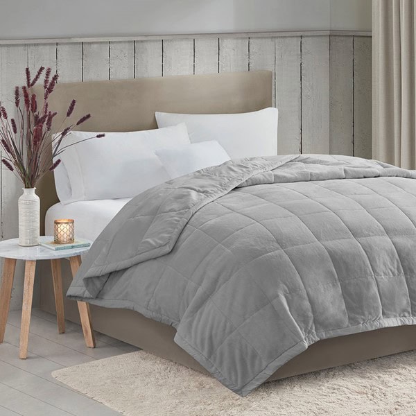 Madison Park Coleman Reversible HeiQ Smart Temperature Down Alternative Blanket in Grey, Twin/Twin XL MP51-6377