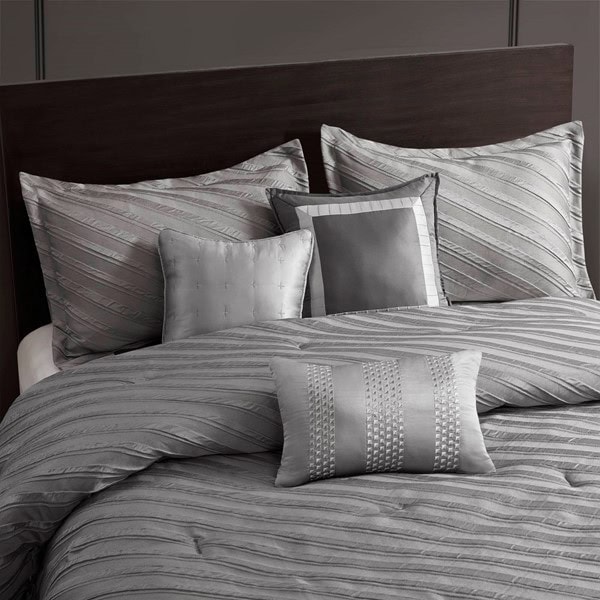 Madison Park Riva Comforter Set in Grey, Queen MP10-8644 - Image 4