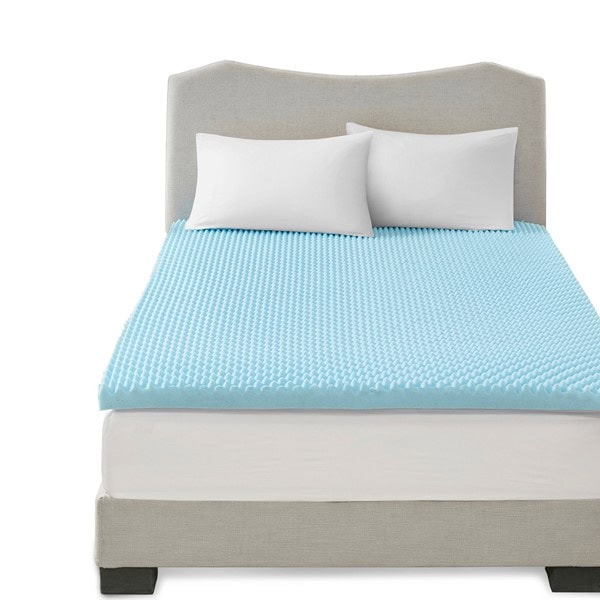 Sleep Philosophy 3" Gel Memory Foam All Season Reversible Cooling Mattress Topper in Blue, Queen BASI16-0419 - Image 4