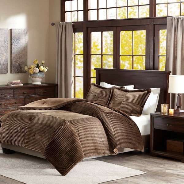 Madison Park Parker Plush Down Alternative Comforter Set in Brown, King/Cal King BASI10-0422