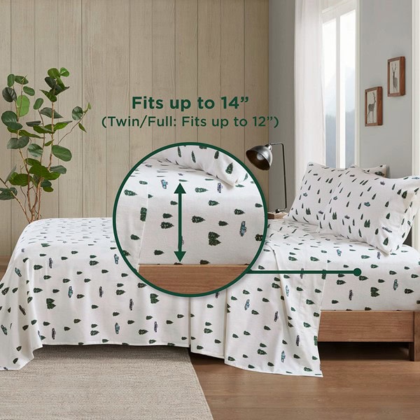 Woolrich Cotton Flannel Sheet Set in Green Trees & Trucks, King WR20-3987 - Image 3