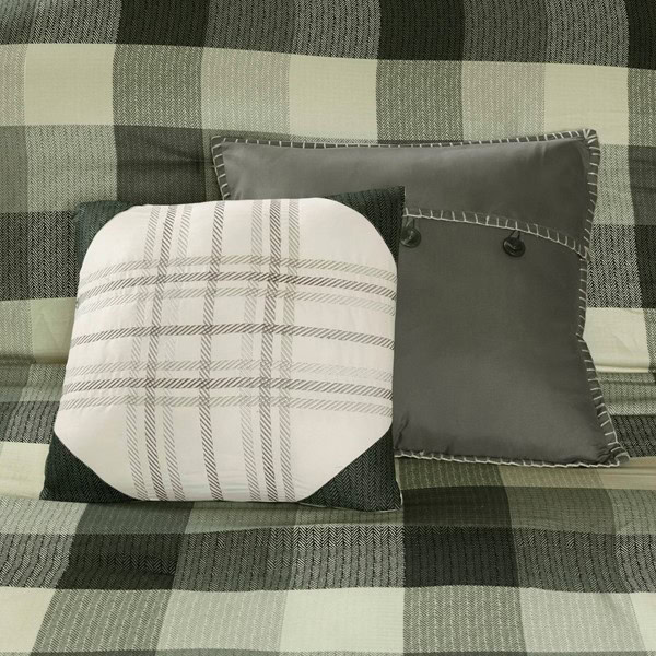 Madison Park Ridge 7 Piece Herringbone Comforter Set in Grey, Cal King MP10-4678 - Image 3