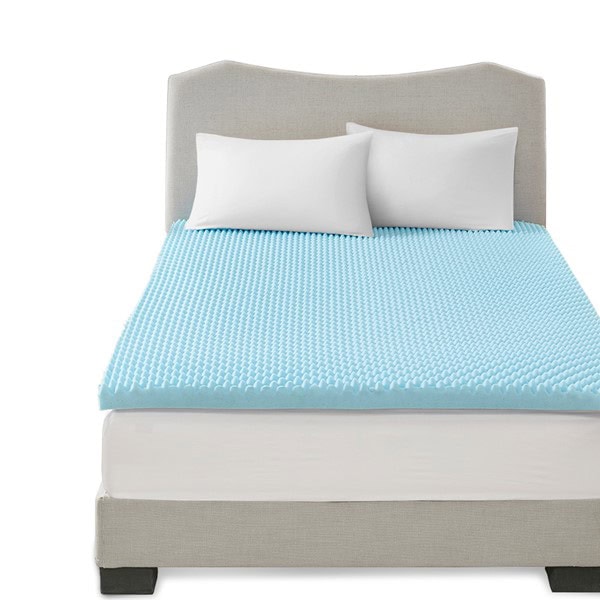 Sleep Philosophy 3" Gel Memory Foam All Season Reversible Cooling Mattress Topper in Blue, King BASI16-0420 - Image 5