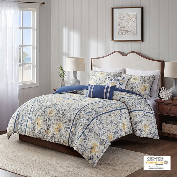 Harbor House Blue Livia 5 Piece Cotton Duvet Cover Set, King HH12-1804 - Image 2