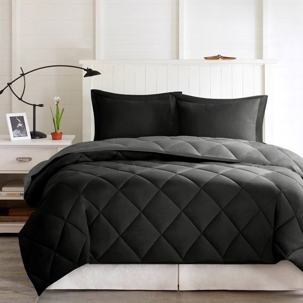 Madison Park Essentials Larkspur 3M Scotchgard Reversible Down Alt Comforter Set in Black/Grey, Twin/Twin XL BASI10-0201 - Image 4