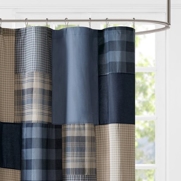 Woolrich Winter Hills 100% Cotton Shower Curtain in Blue, 72x72" WR70-4020 - Image 5