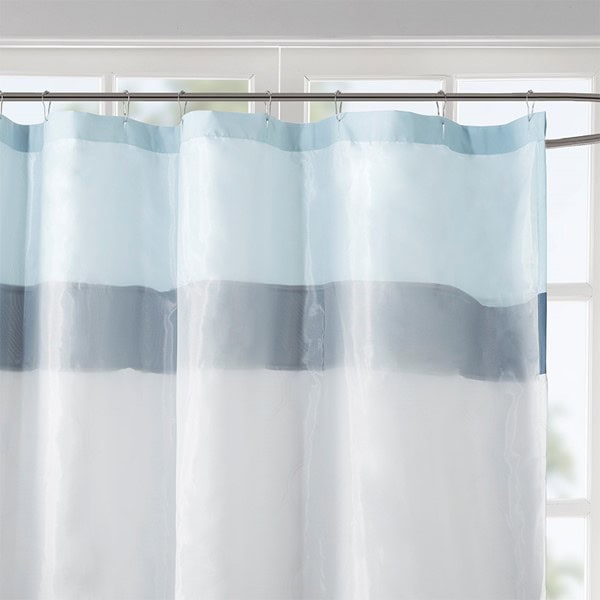 510 Design Shawnee Printed and Embroidered Shower Curtain in Blue, 72x72" 5DS70-0251 - Image 3