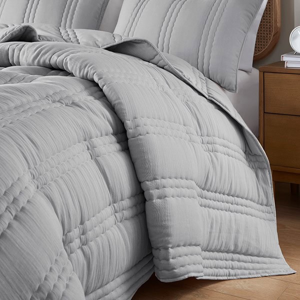 Urban Habitat Dune Poly Gauze Quilt Set in Gray, King/Cal King UH13-2523 - Image 3