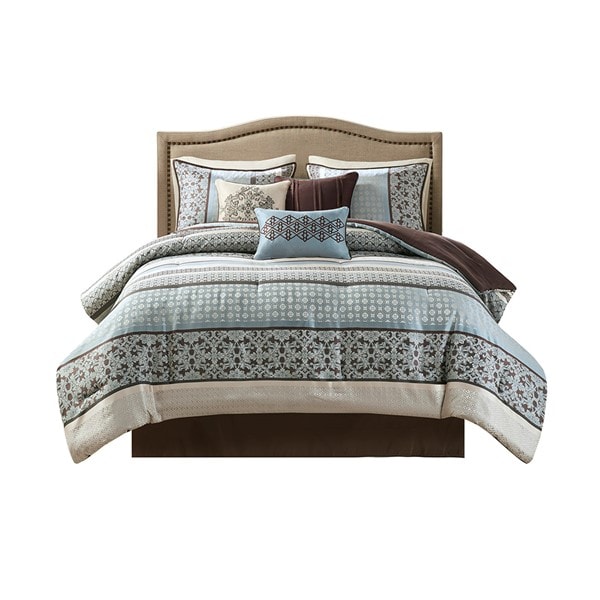 Madison Park Princeton 7 Piece Jacquard Comforter Set in Blue, King MP10-695 - Image 3