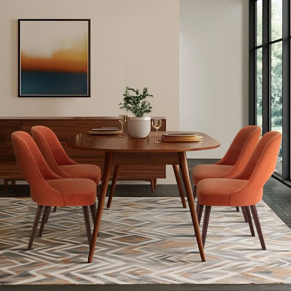 INK+IVY Nola Upholstered Dining Side Chairs with Cutout Back design (Set of 2) in Orange/Dark Brown, Set of 2 II100-0117 - Image 6