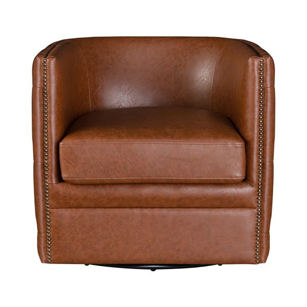 Madison Park Capstone 360-degree Swivel Barrel chair with Tufting and Nail heads in Brown, One Size MP103-1226 - Image 7
