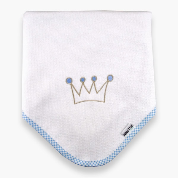 Πάνα Αγκαλιάς Ninetta Πικέ 85Χ85cm Crown 502-15 Λευκό/Σιέλ