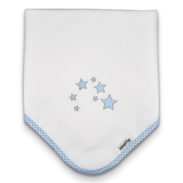 Πάνα Αγκαλιάς Ninetta Πικέ 85Χ85cm Stars 502-17B Λευκό/Σιέλ
