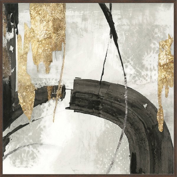 Black Ink I Gold Version - Canvas Gallery Walnut