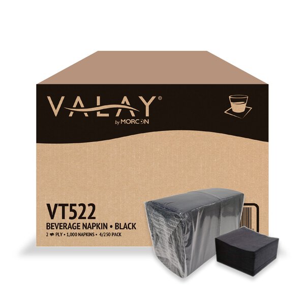 VT522 Valay® Black Beverage Napkin