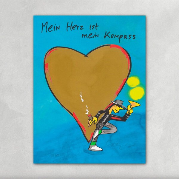 Mein Herz ist mein Kompass Siebdruck - Udo Lindenberg