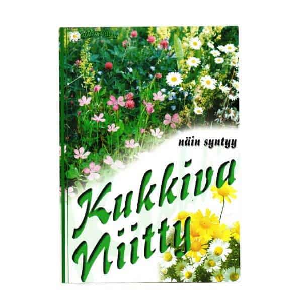 Näin syntyy Kukkiva niitty -oppaan värikäs kansikuva, jossa niittykukkia kuten päivänkakkara ja punaiset apilat.