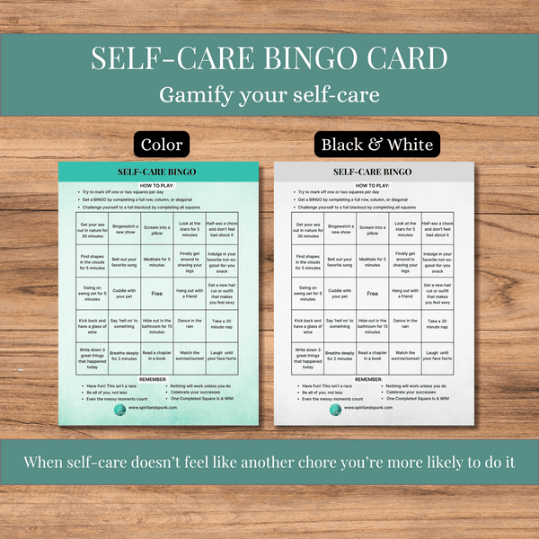 Self-care bingo card