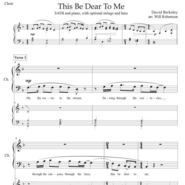 This Be Dear To Me - Choral Score *5 Copies