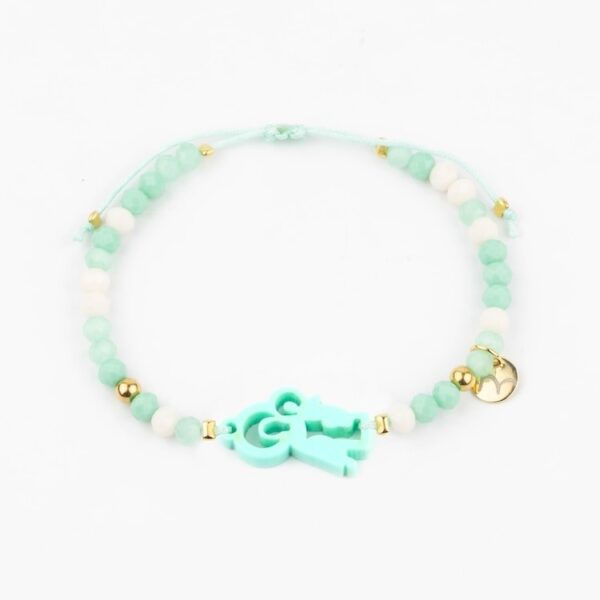Pulsera Cristalitos Virgen del Carmen Verde Agua