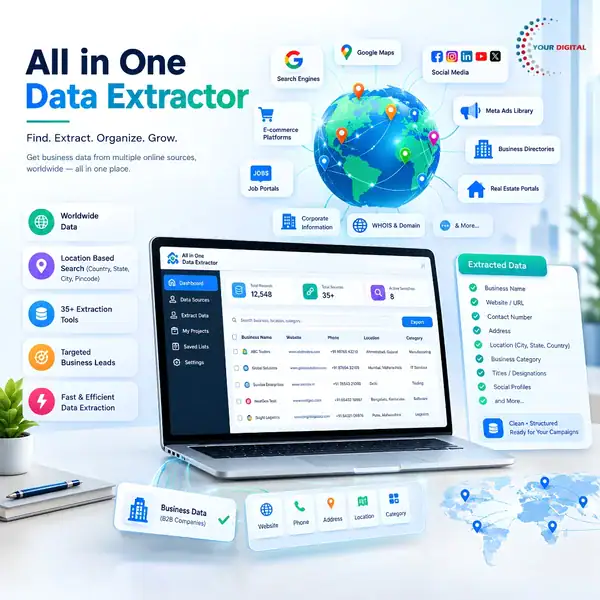 All in One Data Extractor software for worldwide B2B business data extraction and lead generation