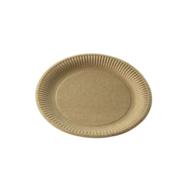 Talerz 23 cm papierowy wielorazowy brązowy