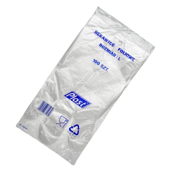 Rękawiczki foliowe HDPE, rozmiar L,100 sztuk