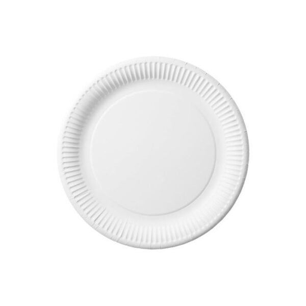 Talerz 23 cm papierowy wielorazowy biały do dań obiadowych