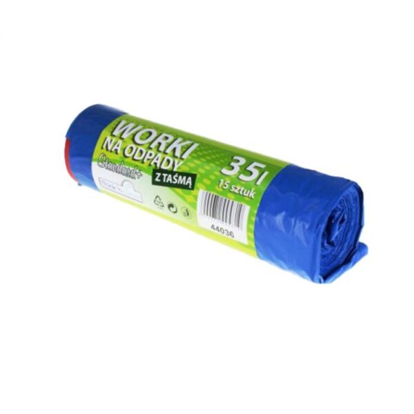 Worki 35 l LDPE niebieskie z taśmą