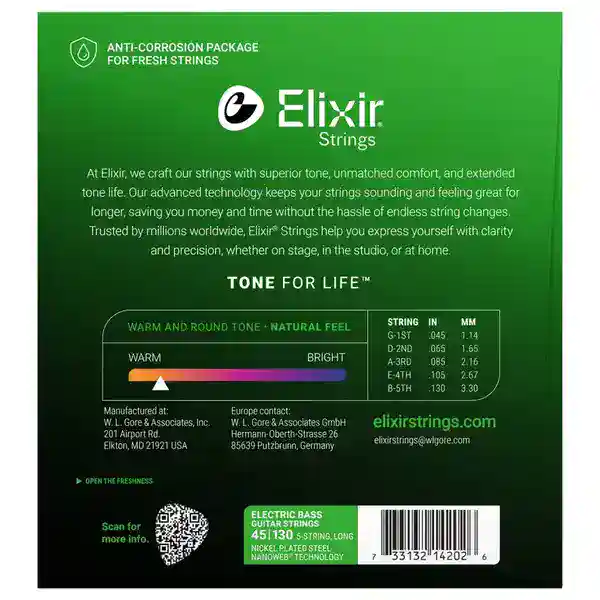 ELIXIR 045/130 NANOWEB Bass 5 String Light Guitar Strings Long Scale14202 - Image 2
