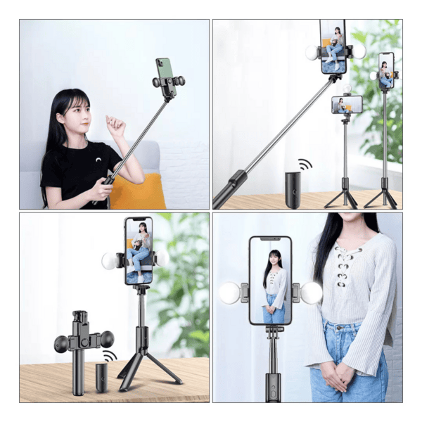 Trípode Soporte Selfie Stick R9 Luz LED - Imagen 7