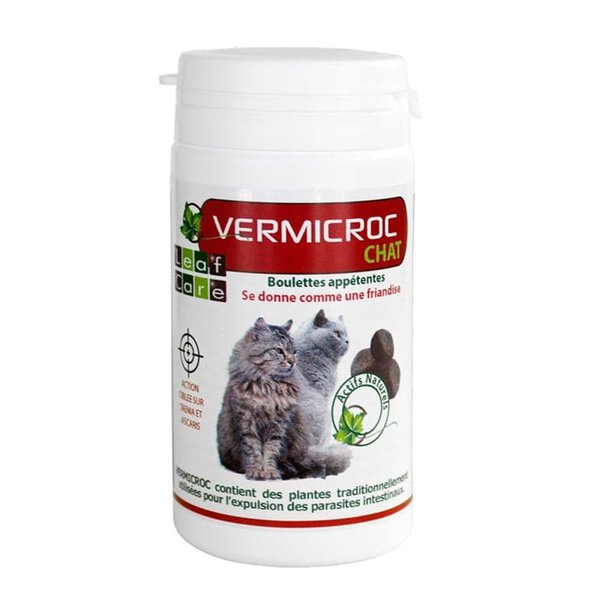 Vermicroc Chat - Antiparasitaire Naturel pour Chats en Boulettes Appétantes - 40 boulettes