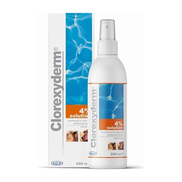 Clorexyderm 4% Solution Spray 200 ml – Antiseptique pour chiens et chats
